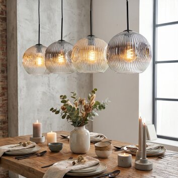 Ripoll Lampadario a sospensione, Lampada a sfera, Lampada a sospensione Ambrato, Chiaro, Grigio fumo, 4-Luci