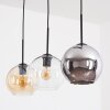 Koyoto Lampadario a sospensione, Lampada a sfera, Lampada a sospensione Ambrato, Cromo, Chiaro, Grigio fumo, 3-Luci