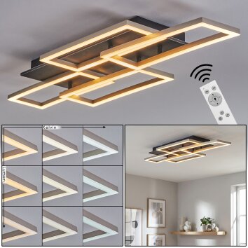 Kelar Plafoniera LED Antracite, Nero, 1-Luce, Telecomando