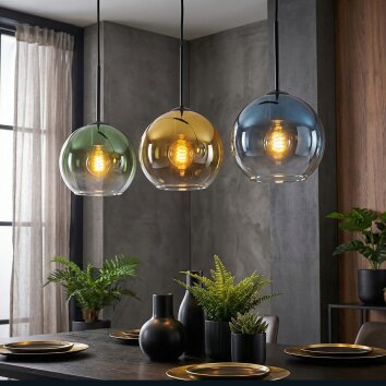 Koyoto Lampadario a sospensione, Lampada a sfera, Lampada a sospensione Blu, Oro, Verde, Chiaro, 3-Luci