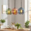 Koyoto Lampadario a sospensione, Lampada a sfera, Lampada a sospensione Blu, Verde, Ramato, 3-Luci