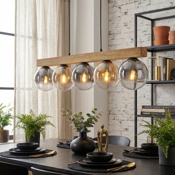 Gastor Lampadario a sospensione, Lampada a sfera, Lampada a sospensione Écru, Nero, 5-Luci