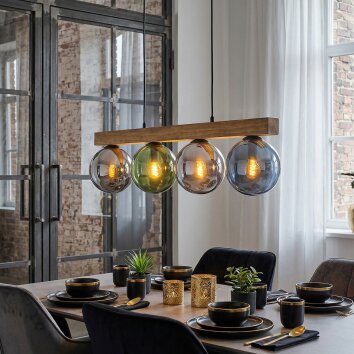 Gastor Lampadario a sospensione, Lampada a sfera, Lampada a sospensione Écru, Nero, 4-Luci