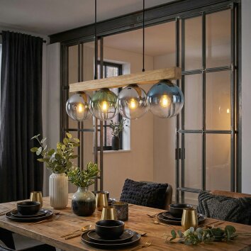 Gastor Lampadario a sospensione, Lampada a sfera, Lampada a sospensione Écru, Nero, 4-Luci