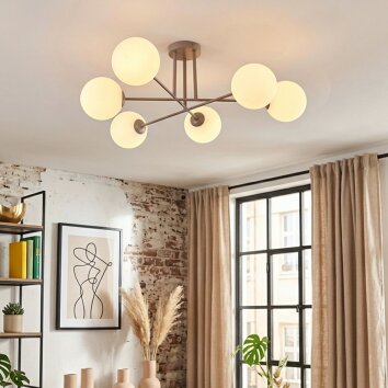 Gastor Plafoniera, Lampada a sfera 80 cm Sabbia, 6-Luci