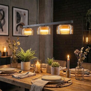 Folar Lampadario a sospensione, Lampada a sospensione LED Nero, 3-Luci