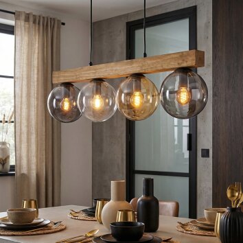 Gastor Lampadario a sospensione, Lampada a sfera, Lampada a sospensione Écru, Nero, 4-Luci