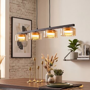 Folar Lampadario a sospensione, Lampada a sospensione LED Nero, 4-Luci