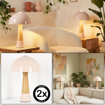 Lampada a forma di fungo  Forgek Lampada da tavolo Champagne, Aspetto del legno, 1-Luce