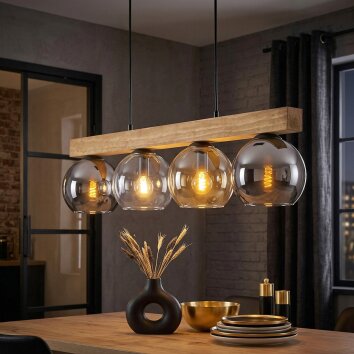 Koyoto Lampadario a sospensione, Lampada a sfera, Lampada a sospensione Écru, Nero, 4-Luci
