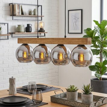 Koyoto Lampadario a sospensione, Lampada a sfera, Lampada a sospensione Écru, Nero, 4-Luci