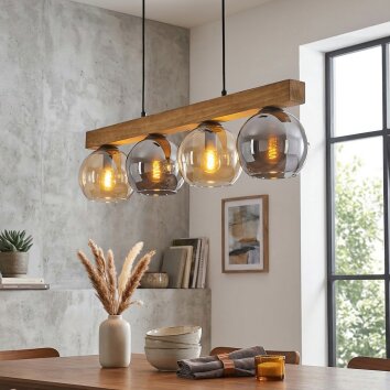 Koyoto Lampadario a sospensione, Lampada a sfera, Lampada a sospensione Écru, Nero, 4-Luci