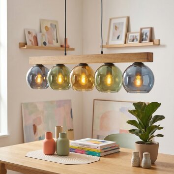 Koyoto Lampadario a sospensione, Lampada a sfera, Lampada a sospensione Écru, Nero, 5-Luci