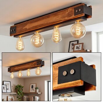 Yuma Plafoniera Écru, Nero, 4-Luci