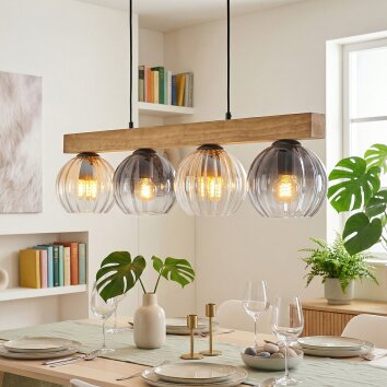 Koyoto Lampadario a sospensione, Lampada a sfera, Lampada a sospensione Écru, Nero, 4-Luci