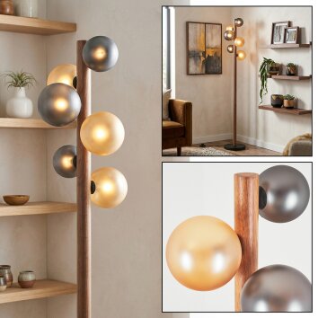 Lorin Lampada da terra LED Marrone scuro, Écru, Nero, 6-Luci