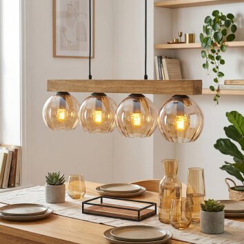 Koyoto Lampadario a sospensione, Lampada a sfera, Lampada a sospensione Écru, Nero, 4-Luci