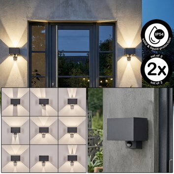 Almodofa Lampada da parete per esterno, Lampade Up & Down, Applique LED Antracite, 1-Luce, Sensori di movimento