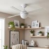 Lenok Lampada con ventilatore LED Aspetto del legno, Bianco, 1-Luce, Telecomando