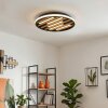 Velani plafoniera LED in legno rotonda da soffitto con listelli decorativi