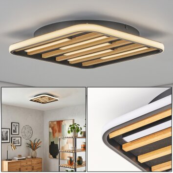 Velani plafoniera LED in legno quadrata, lampada da soffitto piatta moderna