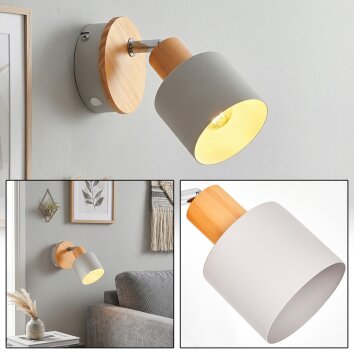 Olaris applique da parete orientabile in legno con paralume grigio