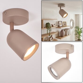 LED faretto da soffitto Lemak moderno, cilindrico orientabile, in Sabbia