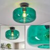 Boza plafoniera rotonda con paralume in vetro verde scuro, E27, Ø 28 cm