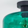 Boza plafoniera rotonda con paralume in vetro verde scuro, E27, Ø 28 cm