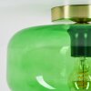 Plafoniera Boza con paralume arrotondato in vetro verde e portalampada a vista, ø 28 cm