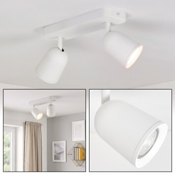Lemak plafoniera LED con 2 faretti orientabili GU10 bianca per soggiorno