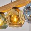 Lampada a sospensione Ripoll, trave écru, regolabile solo al montaggio, 4 sfere blu e oro