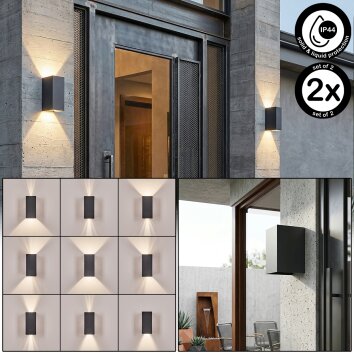 Applique da esterno LED Hoods antracite, set da 2, 4000 Kelvin Up & Down