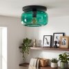Boza plafoniera in vetro verde petrolio, lampada da soffitto rotonda E27