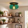 Boza plafoniera in vetro verde petrolio, lampada da soffitto rotonda E27