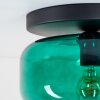 Boza plafoniera in vetro verde petrolio, lampada da soffitto rotonda E27