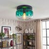 Plafoniera rotonda vintage Boza con paralume a cupola in vetro verde chiaro ø 28 cm