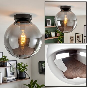 Gastor plafoniera in vetro fumé a sfera E27, design vintage moderno