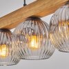 Lampada a sospensione Ripoll, trave in legno écru, regolabile al montaggio