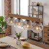 Ripoll lampada a sospensione con barra in legno, 4 sfere in vetro scanalato, 75 cm