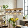 Ripoll lampada a sospensione con barra in legno, 4 sfere in vetro scanalato, 75 cm