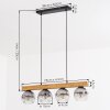Ripoll lampada a sospensione con barra in legno, 4 sfere in vetro scanalato, 75 cm