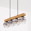 Ripoll lampada a sospensione con barra in legno, 4 sfere in vetro scanalato, 75 cm