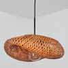 Bauro lampada a sospensione con paralume in bambù bombato, E27, lunghezza 50 cm