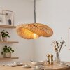 Lampadario a sospensione Bauro moderno con paralume ovale intrecciato in écru, lunghezza 50 cm