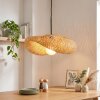 Lampadario a sospensione Bauro moderno con paralume ovale intrecciato in écru, lunghezza 50 cm