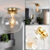 Plafoniera a sfera Gastor moderna in ottone con grande paralume in vetro chiaro ø 25 cm