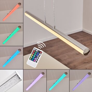 Flaut Lampada a Sospensione LED Cromo, 1-Luce, Telecomando, Cambia colore