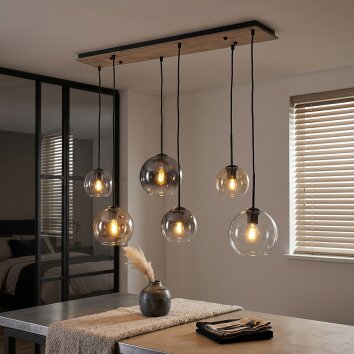 Lampadario a sospensione moderno Koyoto, cluster con 6 sfere di vetro