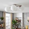 Plafoniera a sfera Gastor in stile Boho, 4 schermi rotondi in vetro bianco ø 15 cm